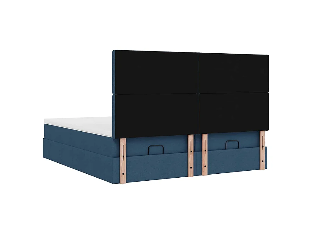 Estrutura de cama otomana com colchões 180x200cm tecido azul