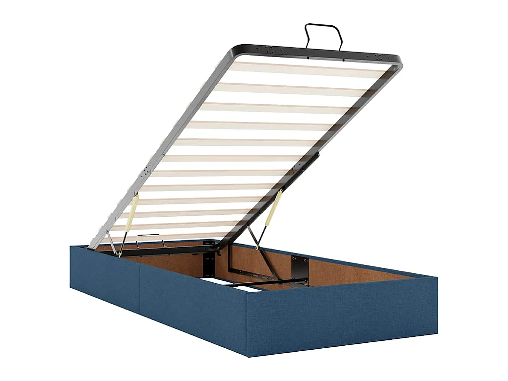 Estrutura de cama otomana com colchões 180x200cm tecido azul