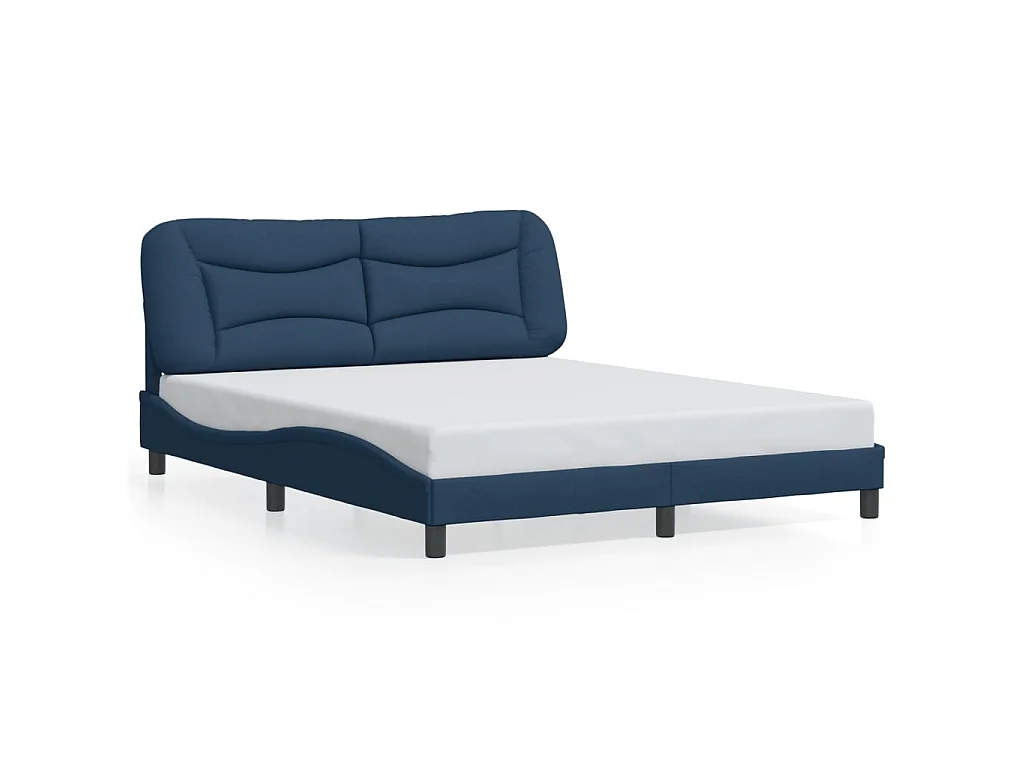 Cadre de lit avec LED sans matelas Hvar bleu 160x200 cm tissu