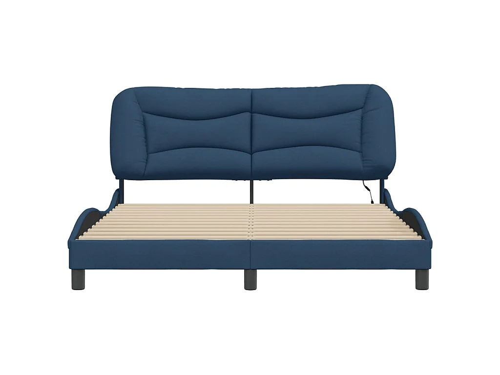 Cadre de lit avec LED sans matelas Hvar bleu 160x200 cm tissu