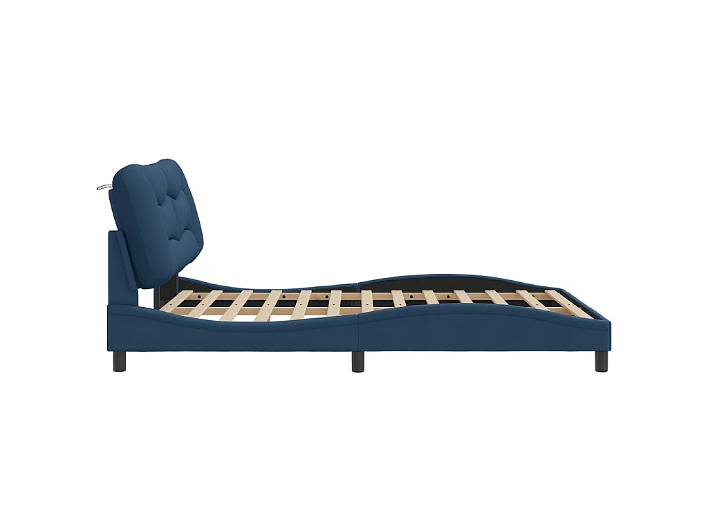 Cadre de lit avec LED sans matelas Hvar bleu 160x200 cm tissu