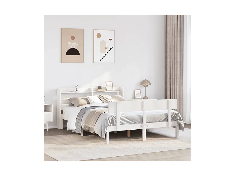 Massivholzbett ohne Matratze Weiß 140x190 cm Kiefernholz