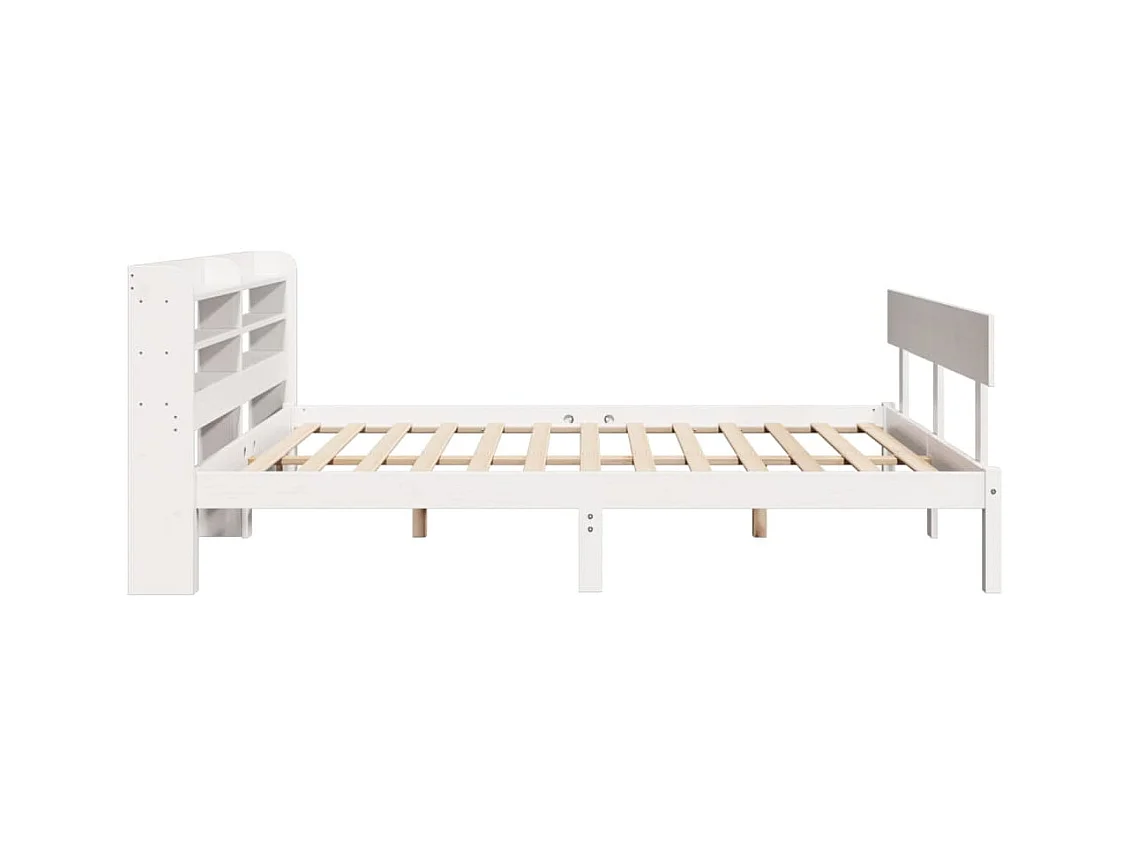 Cadre de lit sans matelas blanc 140x190 cm bois de pin massif