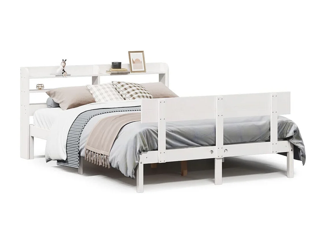 Letto senza Materasso Bianco 140x190 cm Legno Massello di Pino