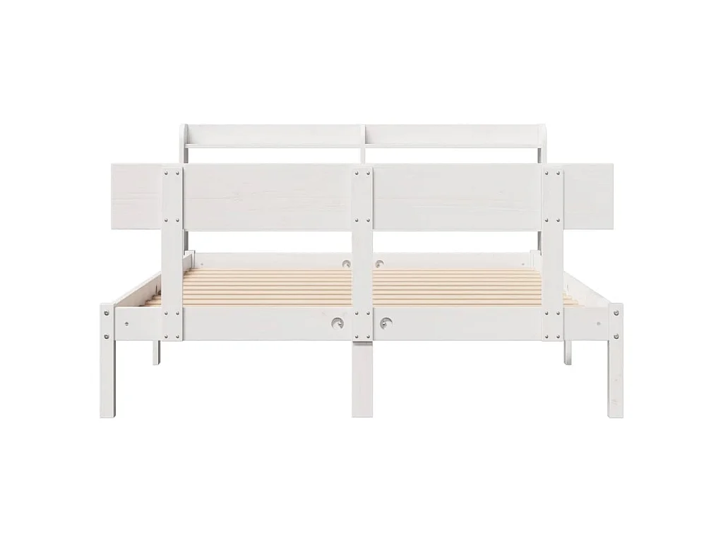 Bedframe zonder matras massief grenenhout wit 140x190 cm