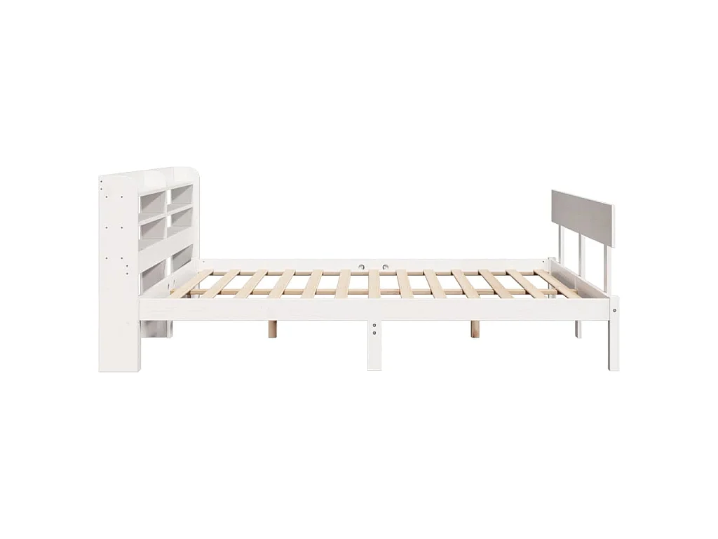 Bedframe zonder matras massief grenenhout wit 140x190 cm