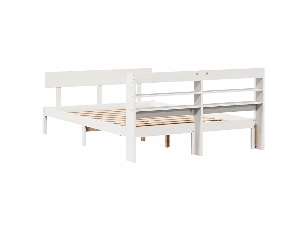 Bedframe zonder matras massief grenenhout wit 140x190 cm