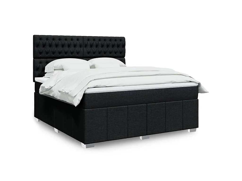 Sommier à lattes de lit avec matelas Noir 180x200 cm Tissu