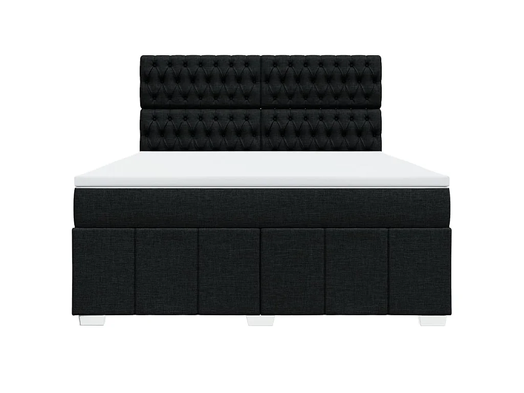 Sommier à lattes de lit avec matelas Noir 180x200 cm Tissu