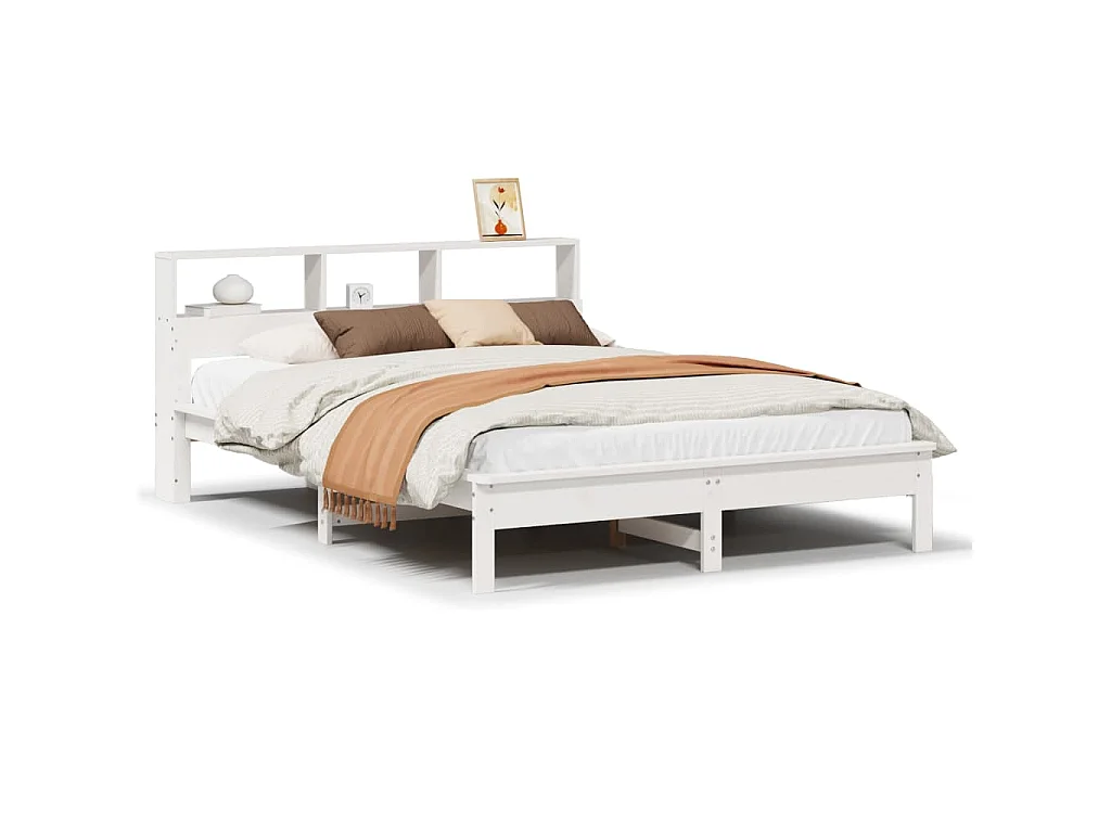 Bedframe zonder matras massief grenenhout wit 140x190 cm