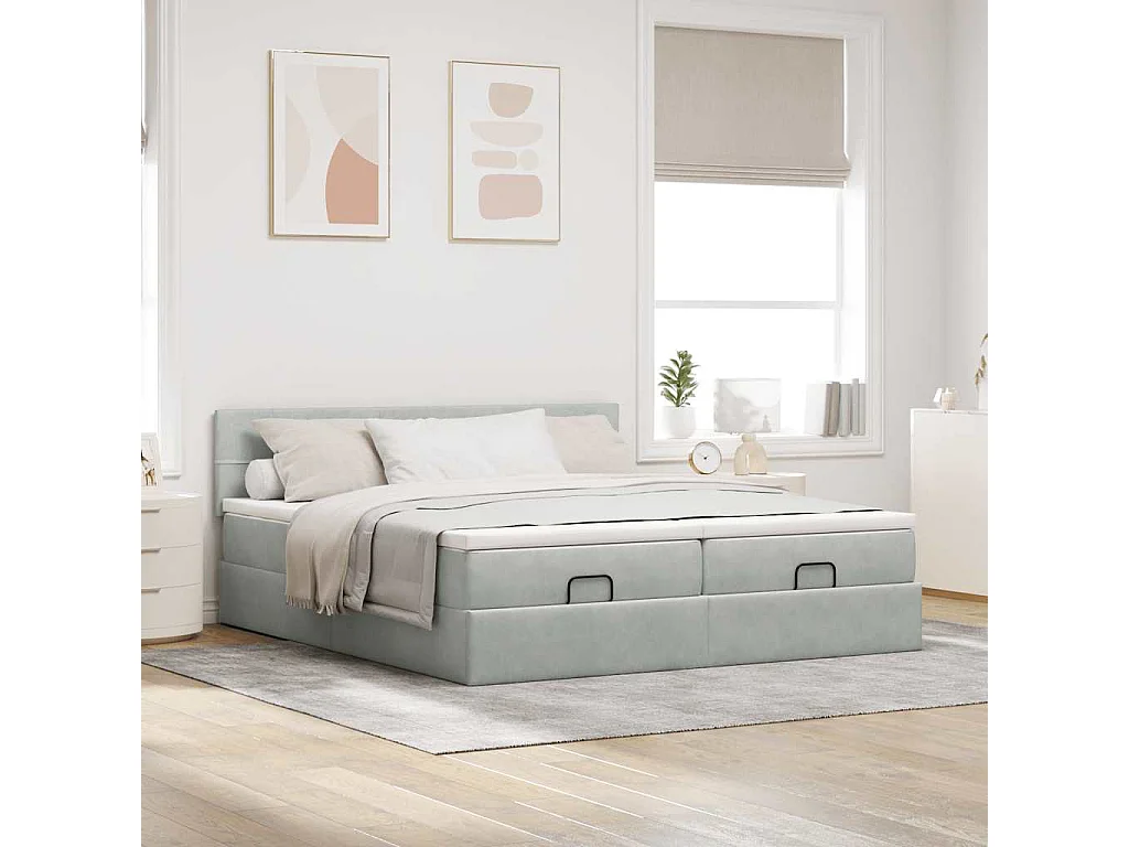 Struttura Letto Pouf con Materassi 160x200 cm in Velluto