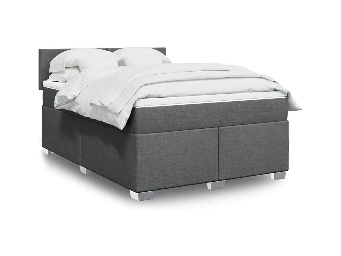 Sommier à lattes de lit avec matelas Gris foncé 140x200cm Tissu