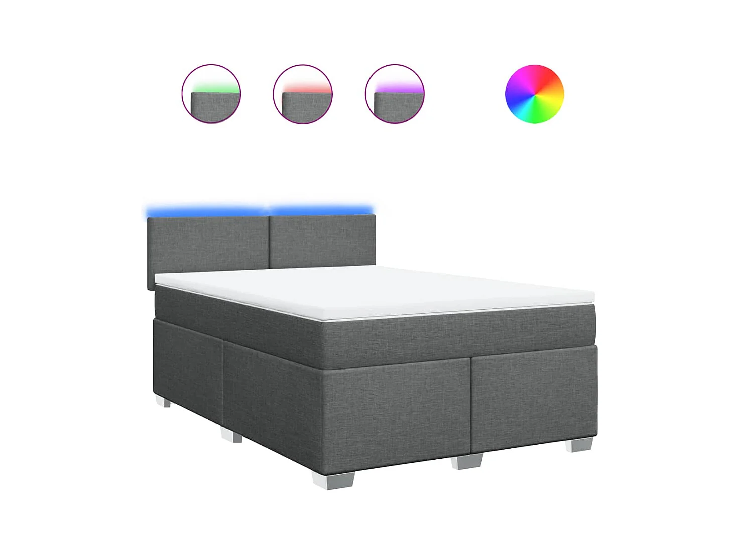 Sommier à lattes de lit avec matelas Gris foncé 140x200cm Tissu