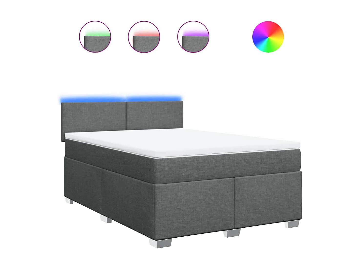 Cama box spring con colchón tela gris oscuro 140x200 cm