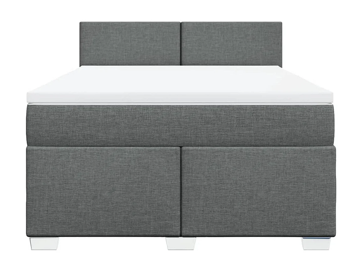 Cama box spring con colchón tela gris oscuro 140x200 cm