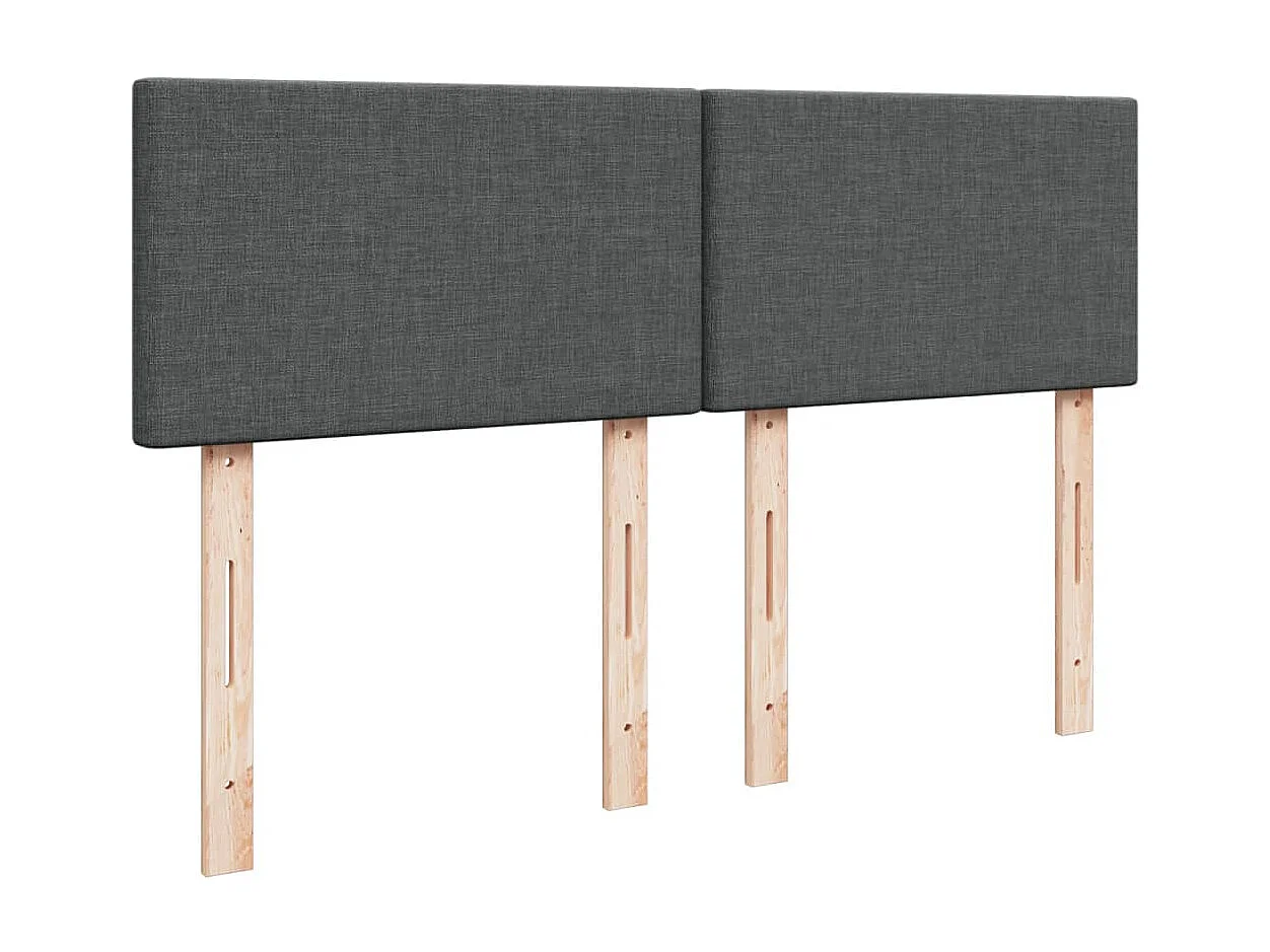Cama box spring con colchón tela gris oscuro 140x200 cm