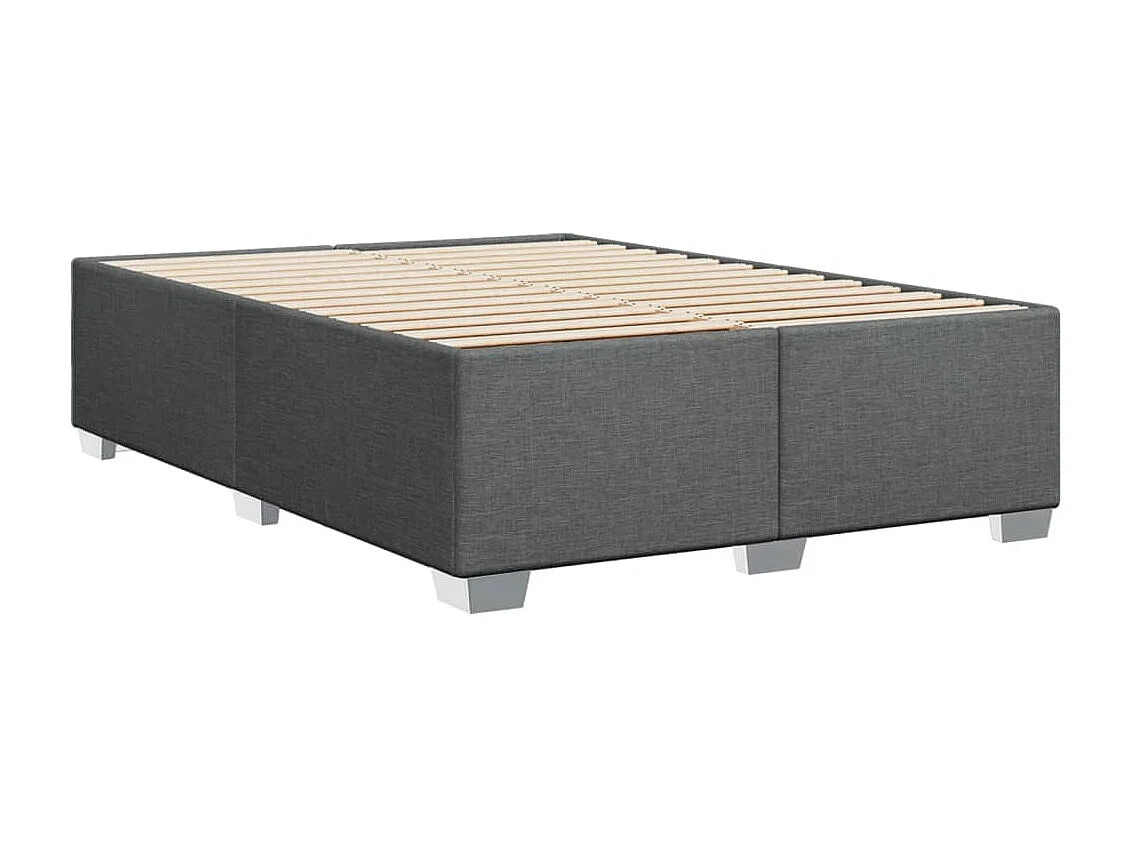 Cama box spring con colchón tela gris oscuro 140x200 cm