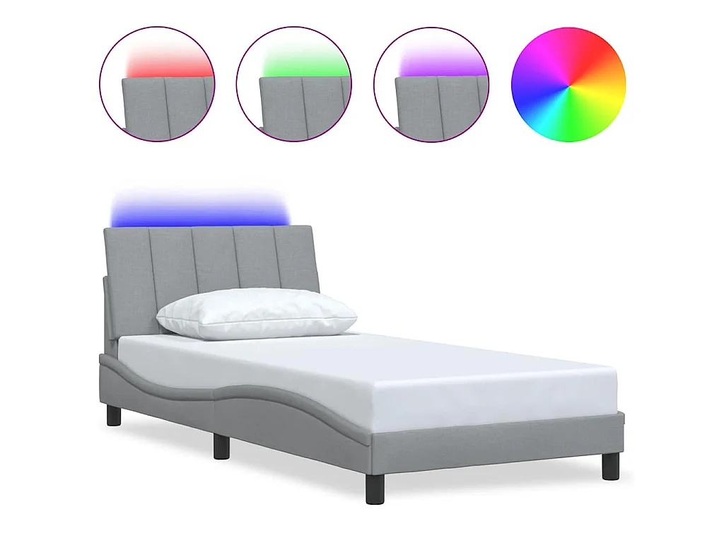 Cadre de lit sans matelas Hanko gris clair 100x200 cm tissu