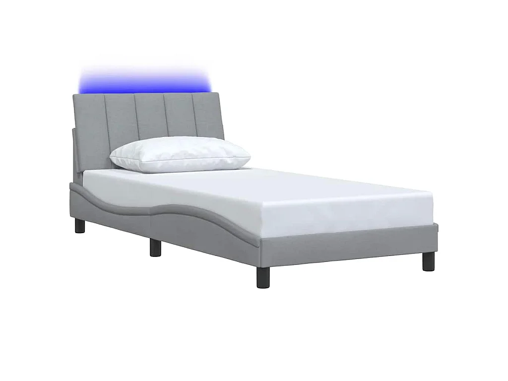 Cadre de lit sans matelas Hanko gris clair 100x200 cm tissu