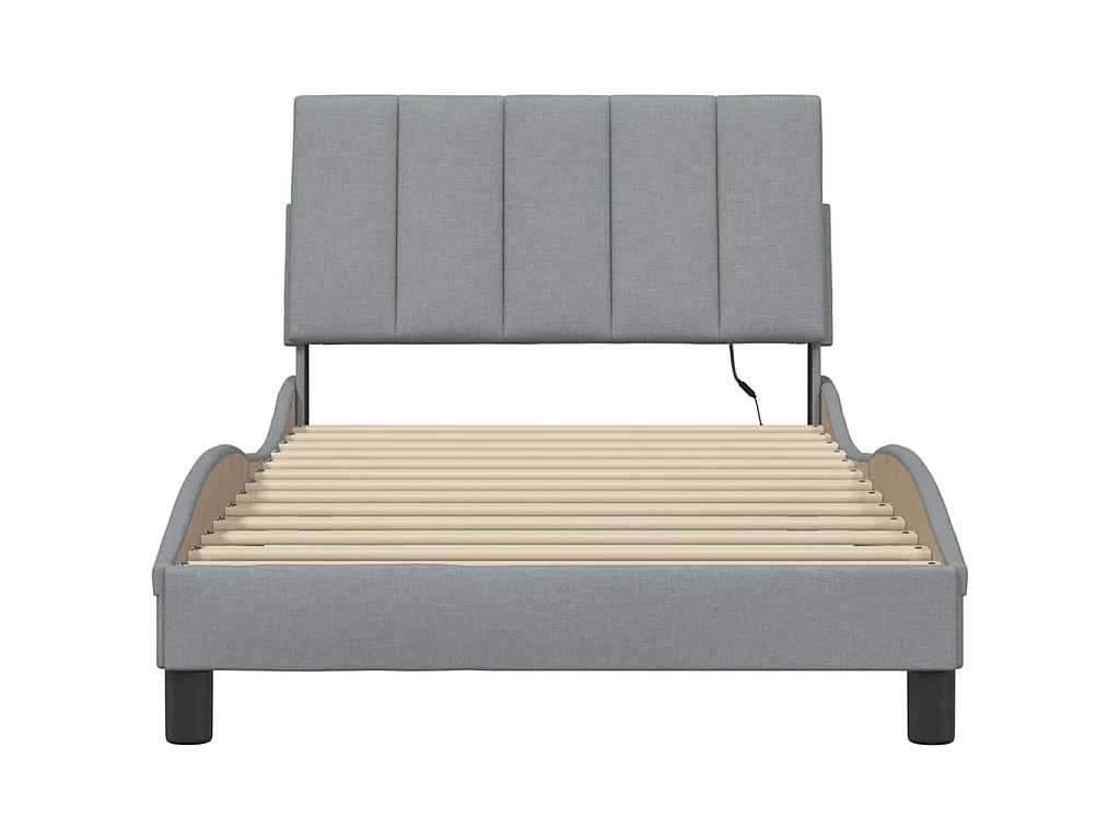Cadre de lit sans matelas Hanko gris clair 100x200 cm tissu