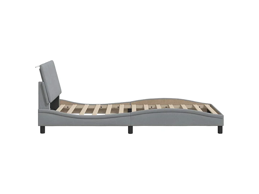 Cadre de lit sans matelas Hanko gris clair 100x200 cm tissu