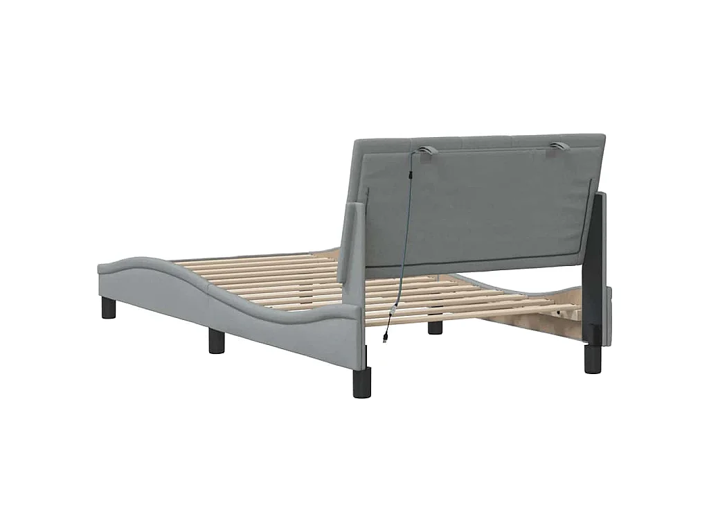 Cadre de lit sans matelas Hanko gris clair 100x200 cm tissu