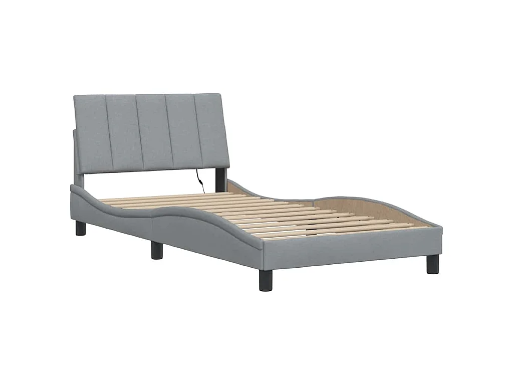 Bedframe zonder matras "Hanko" 100x200 cm stof lichtgrijs