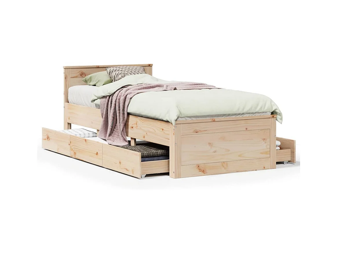 Cadre de lit sans matelas avec tête de lit 90x200cm bois de pin