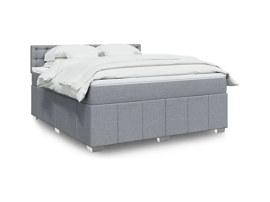Sommier à lattes de lit avec matelas Gris clair 180x200cm Tissu