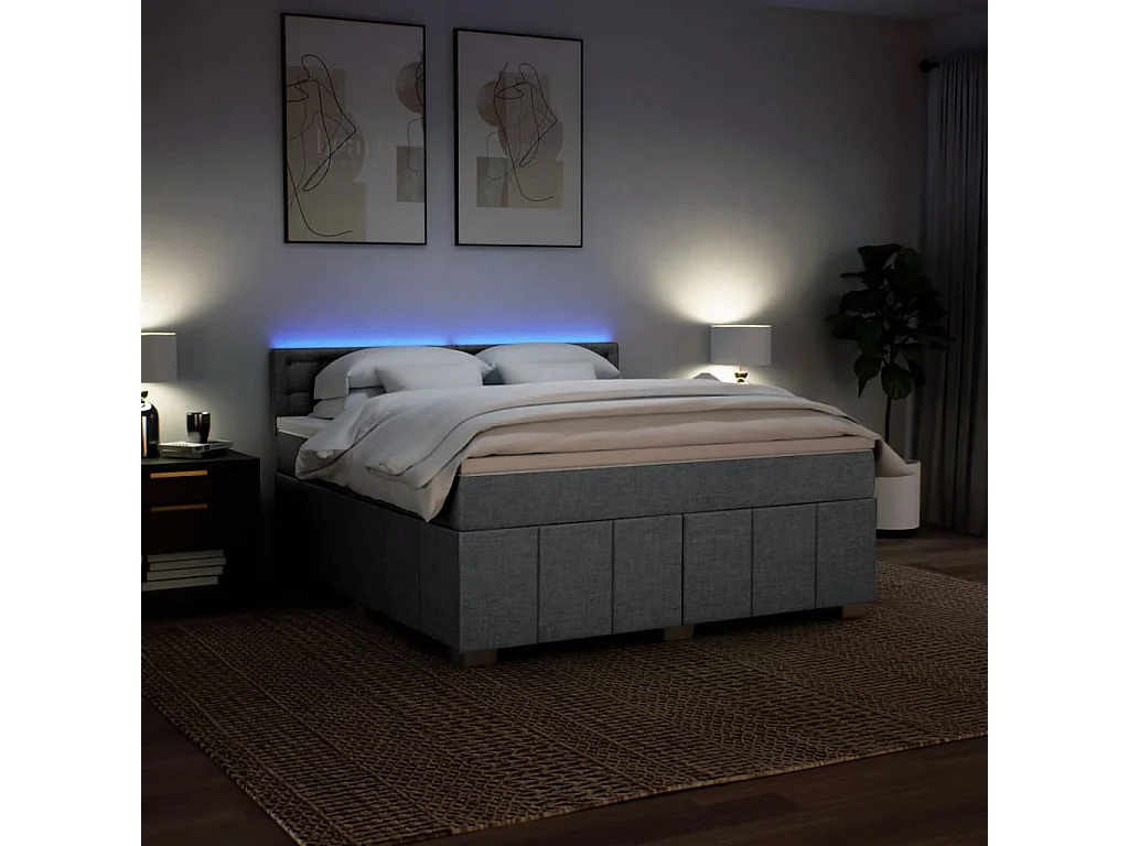 Sommier à lattes de lit avec matelas Gris clair 180x200cm Tissu