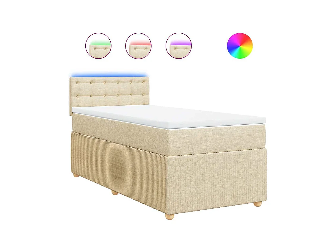 Cama com molas/colchão 90x200 cm tecido cor crème