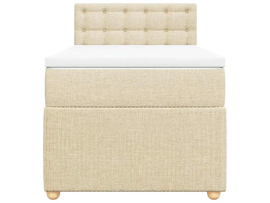 Boxspring met matras stof crèmekleurig 90x200 cm