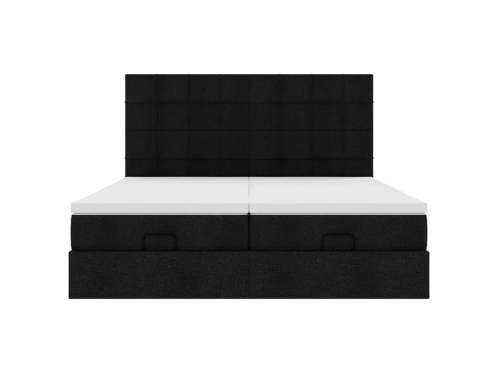 63 / 5,000vidaXL Estrutura de cama otomana com colchões tecido preto