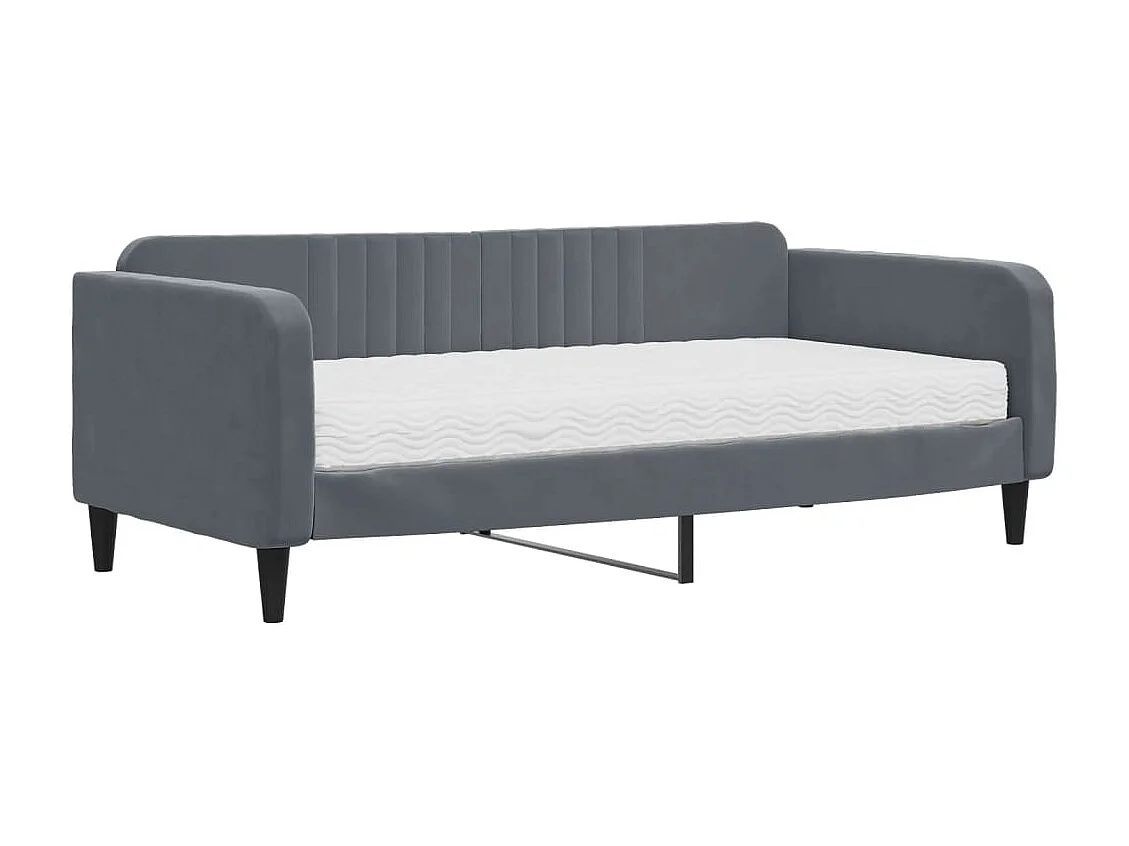 Sofá cama con colchón terciopelo gris oscuro 90x190 cm