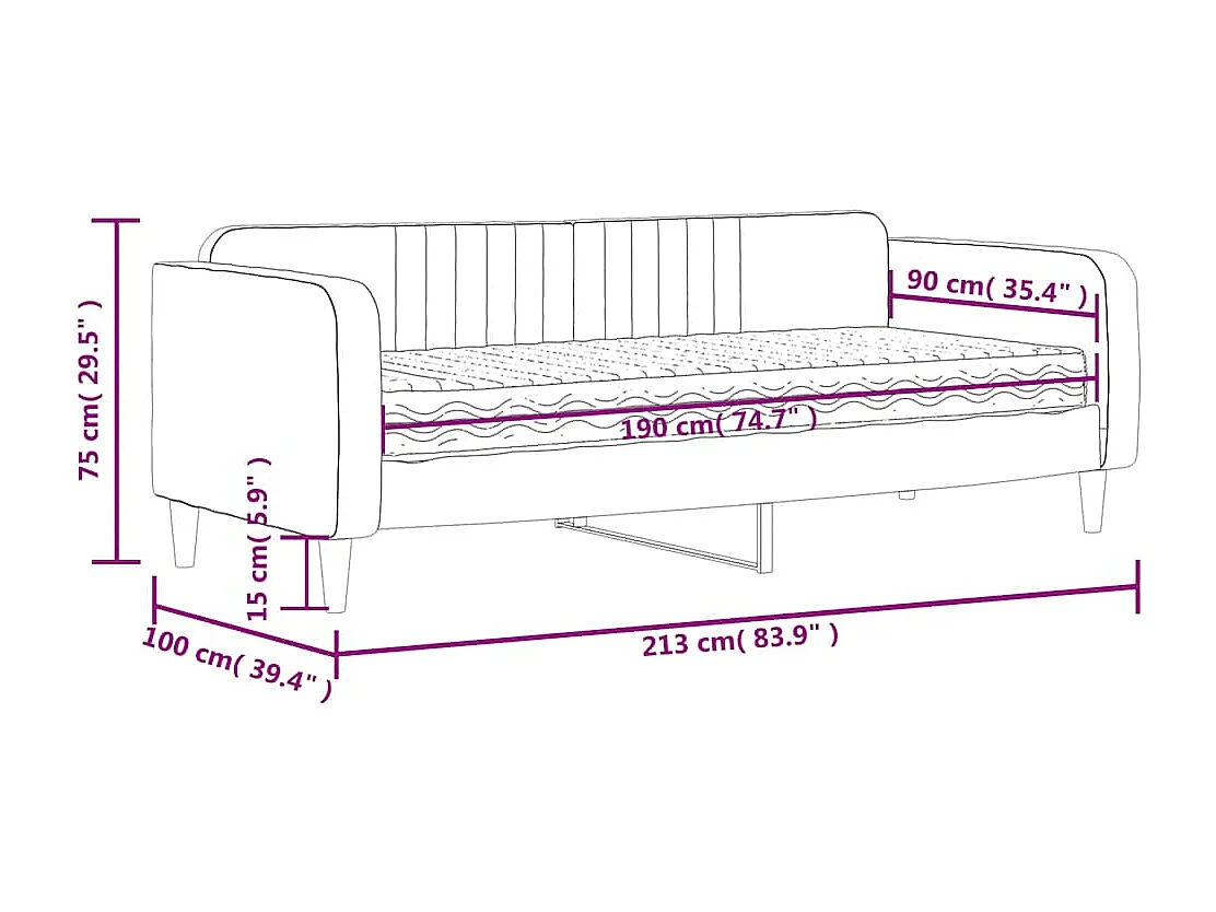 Sofá cama con colchón terciopelo gris oscuro 90x190 cm