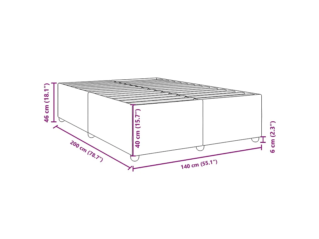 Cadre de lit sans matelas crème 140x200 cm tissu