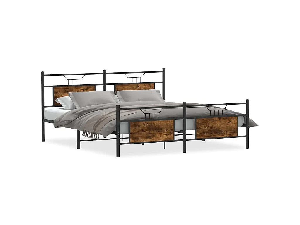 Bedframe zonder matras metaal gerookt eikenkleurig 180x200 cm