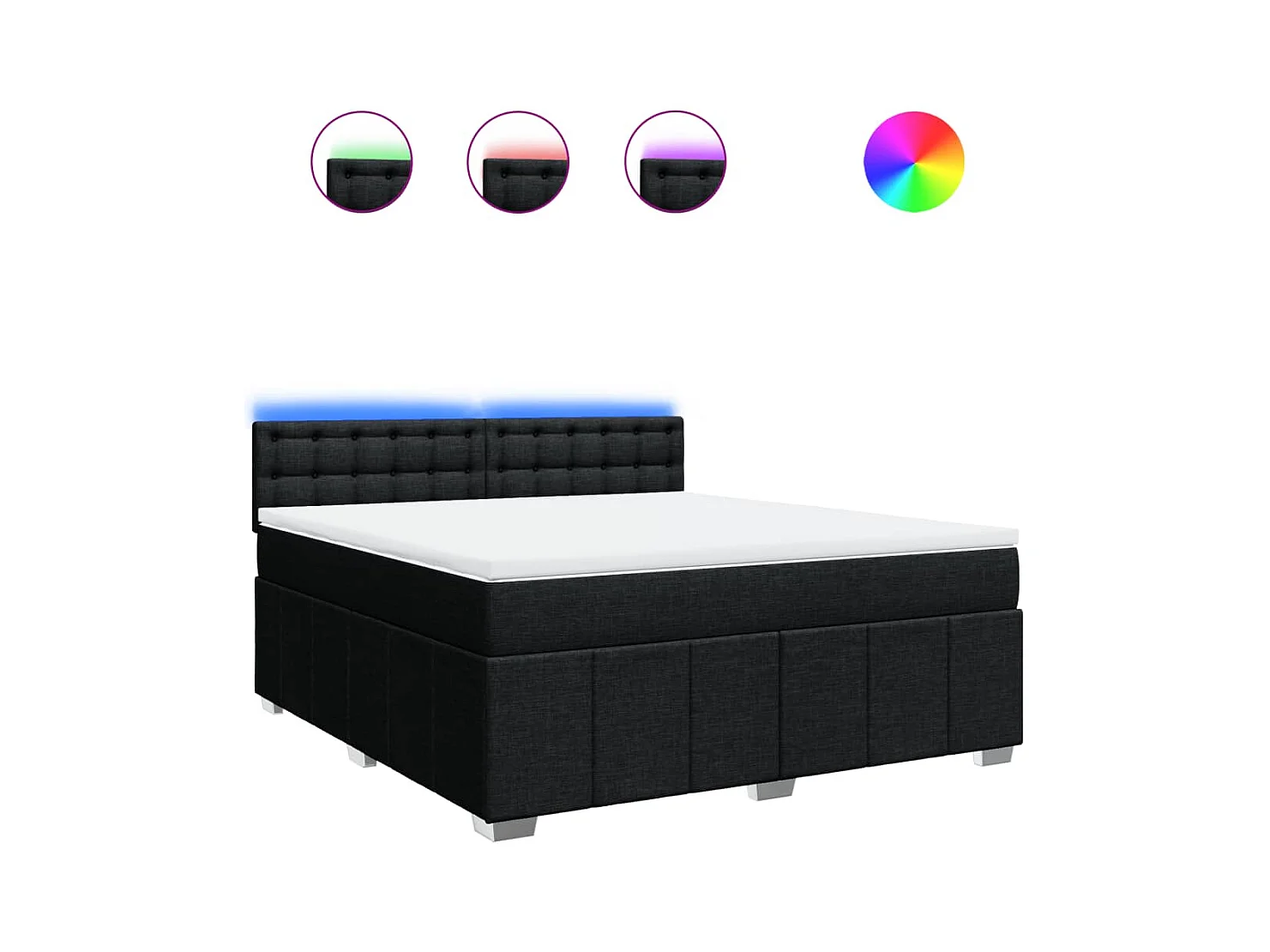 Sommier à lattes de lit avec matelas Noir 180x200 cm Tissu