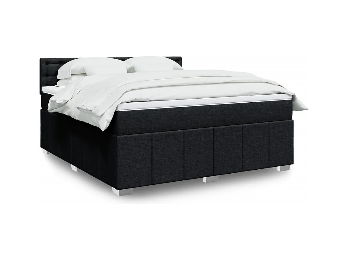 Sommier à lattes de lit avec matelas Noir 180x200 cm Tissu