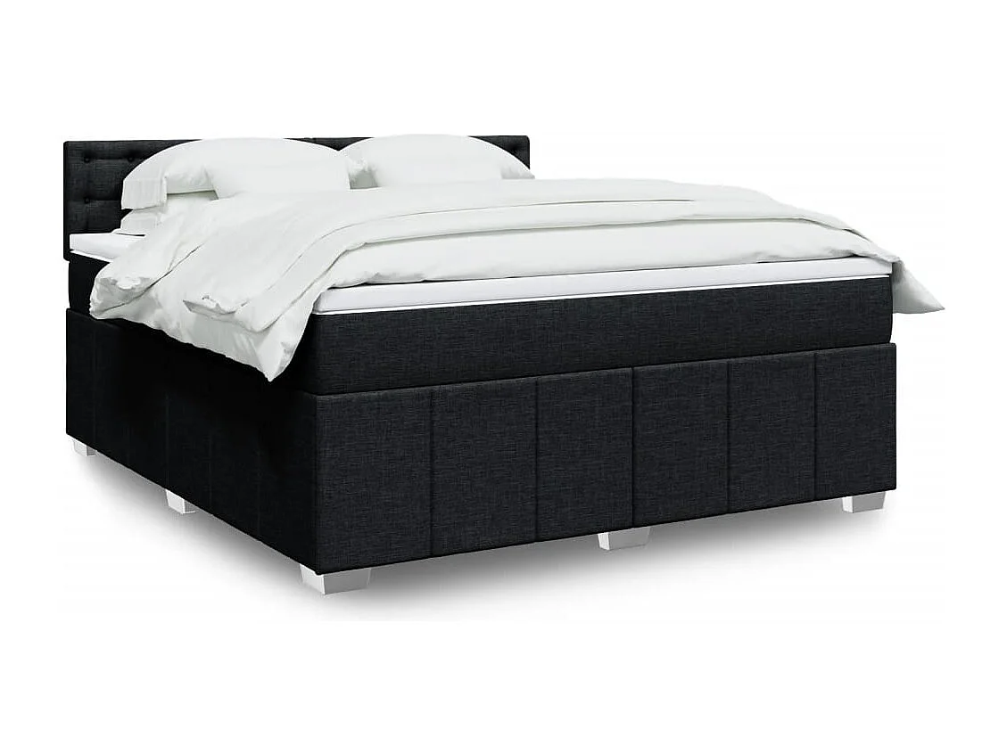 Giroletto a Molle con Materasso Nero 180x200 cm in Tessuto