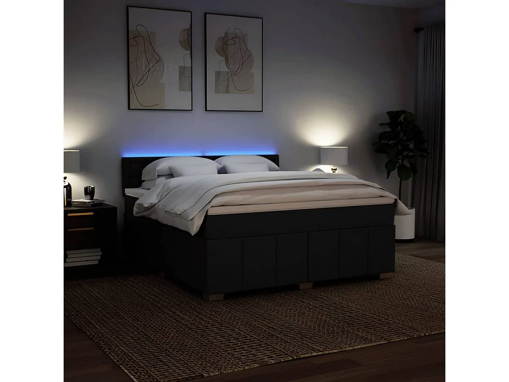 Giroletto a Molle con Materasso Nero 180x200 cm in Tessuto