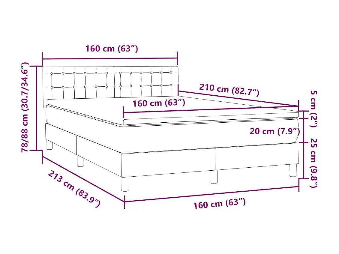Boxspring met matras fluweel zwart 160x210 cm