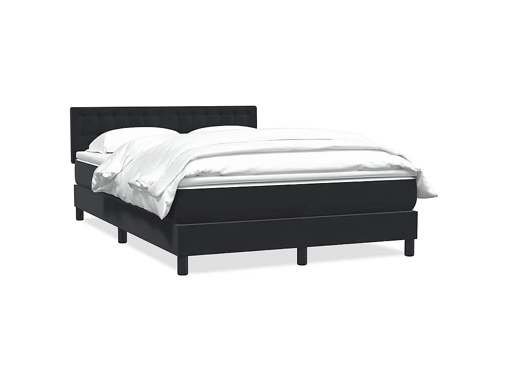 Cama box spring con colchón terciopelo negro 160x210 cm