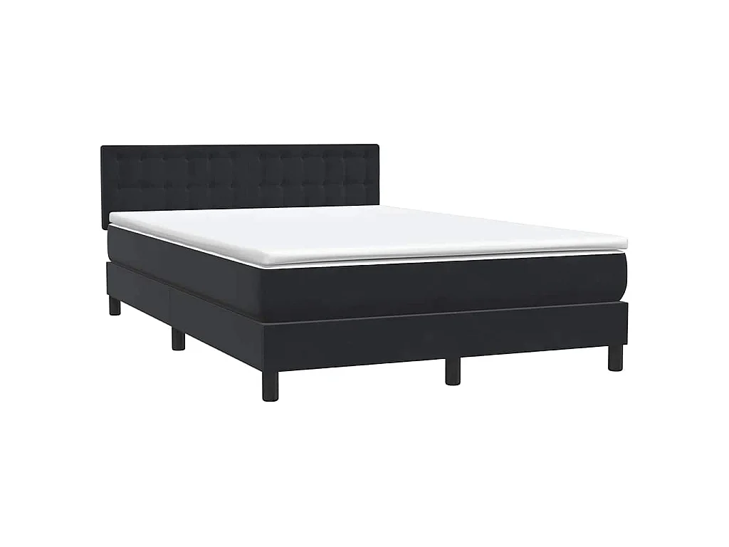 Cama box spring con colchón terciopelo negro 160x210 cm