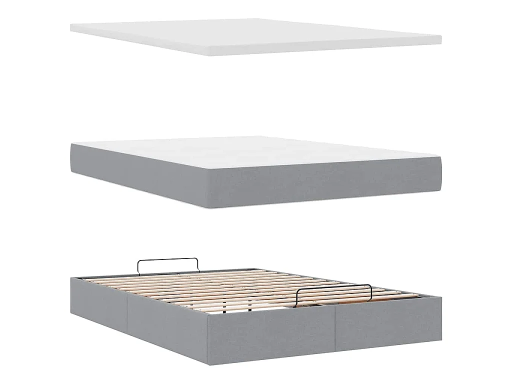 Struttura Letto Pouf con Materasso 140x200 cm in Tessuto