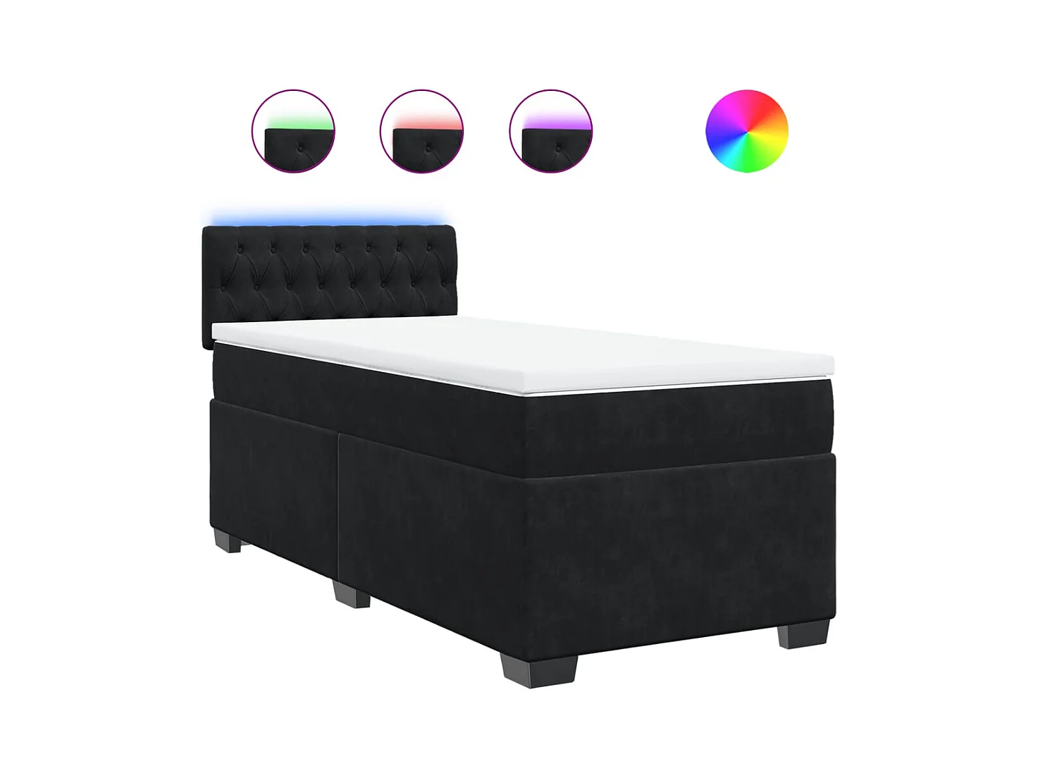 Sommier à lattes de lit avec matelas Noir 90x200 cm Velours