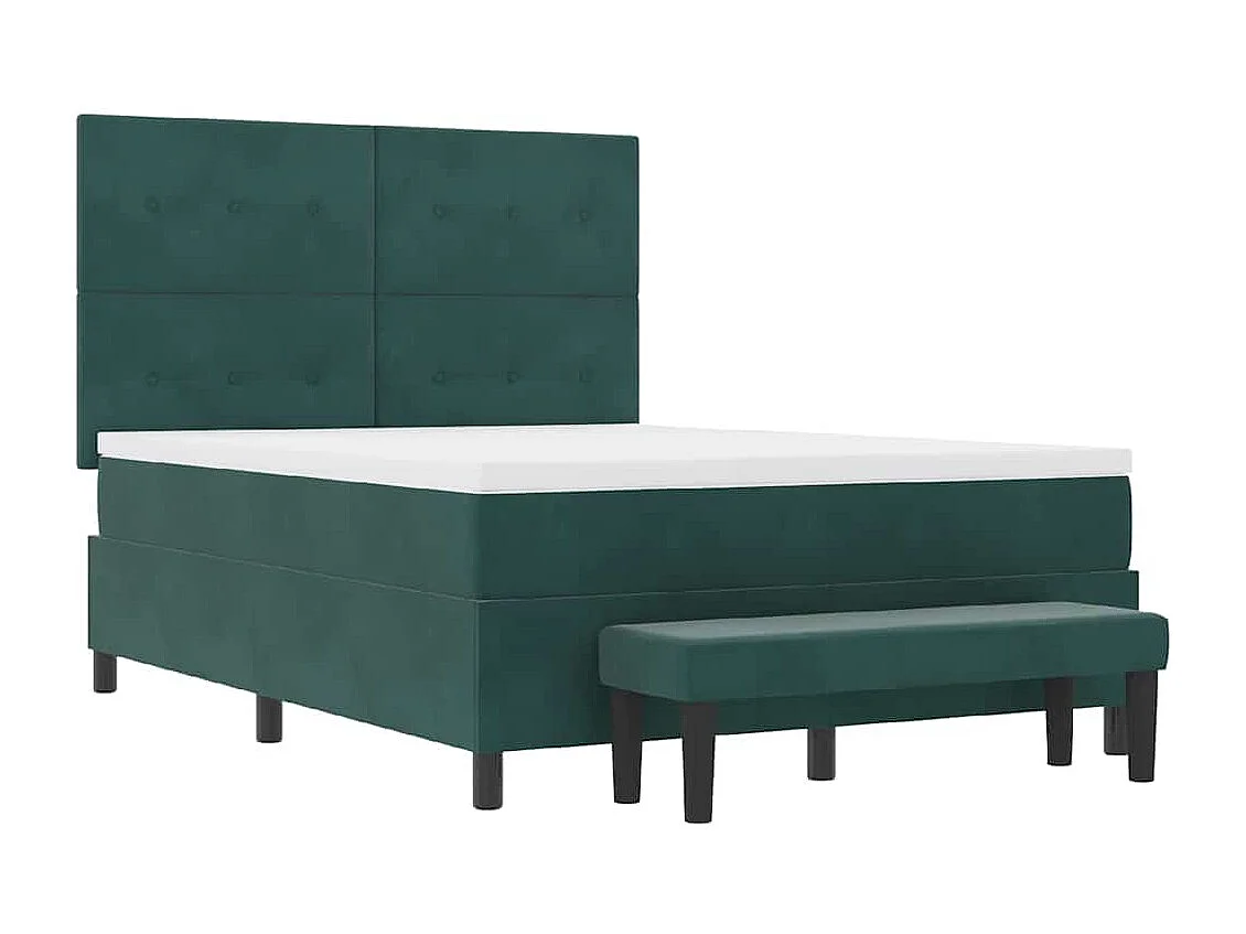 Lit à ressorts avec matelas Vert foncé 140 x 190 cm Velours