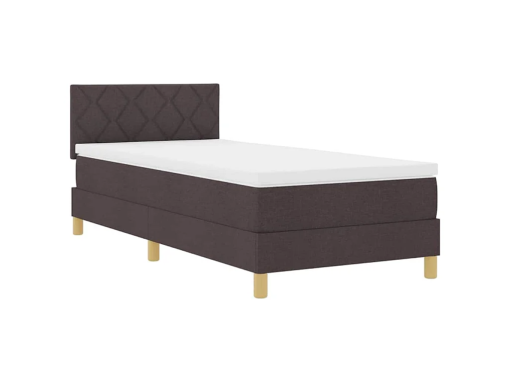 LED Boxspringbett mit Kopfteil Dunkelbraun 90 x 200 cm Stoff