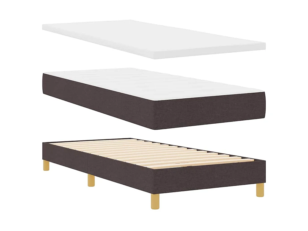 LED Boxspringbett mit Kopfteil Dunkelbraun 90 x 200 cm Stoff