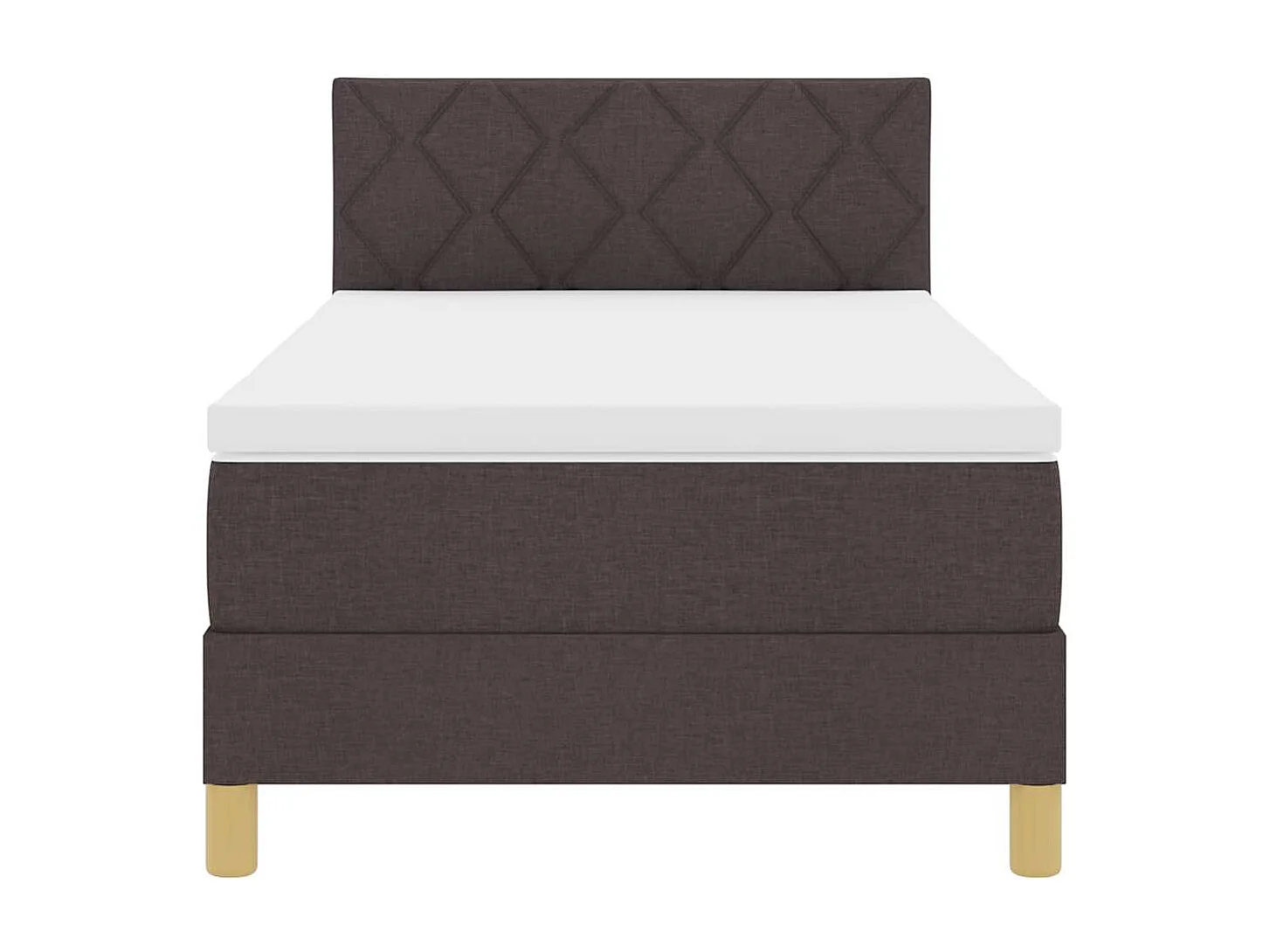 LED Boxspringbett mit Kopfteil Dunkelbraun 90 x 200 cm Stoff